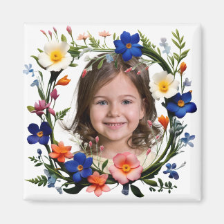 Floral Ring Photo Memory Anchor  Magnet