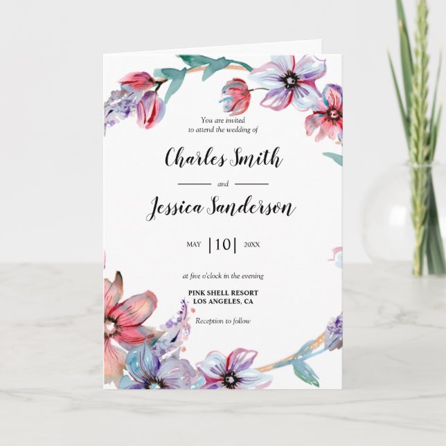 Floral Ring Wedding Invitation (Devant)