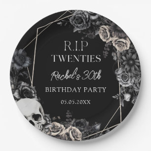 Floral RIP 20s 30th Birthday Paper Plates