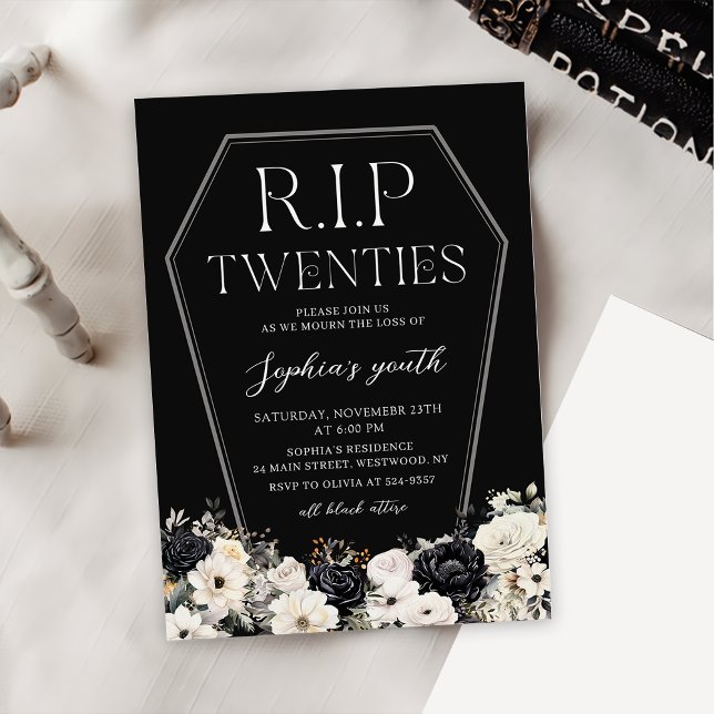 Floral RIP Twenties 30th Birthday Party Invitation (Creator Uploaded)
