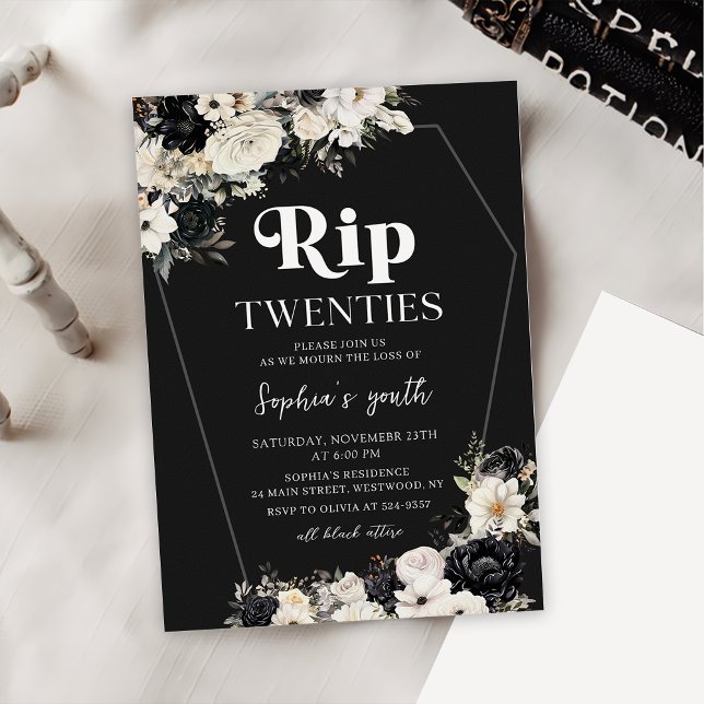 Floral RIP Twenties 30th Birthday Party Invitation (Creator Uploaded)