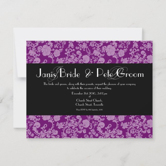 Floral Rococo Wedding - monogrammed, 4.25"x5.5" Invitation (Front)