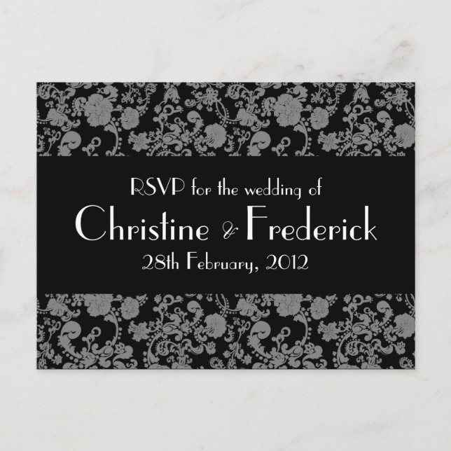 Floral Rococo Wedding, RSVP postcard (Front)