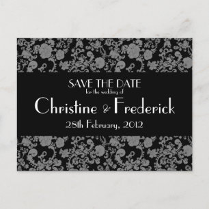 Floral Rococo Wedding, save the date postcard