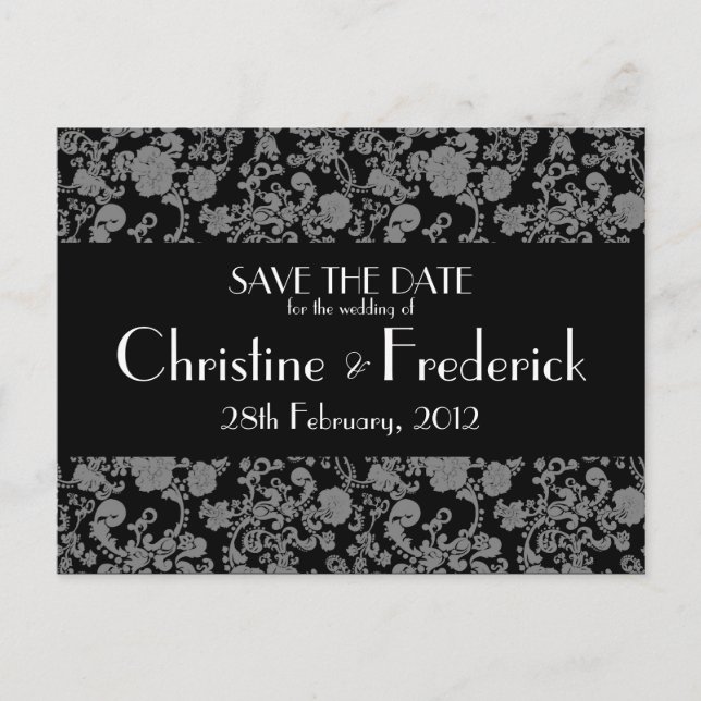 Floral Rococo Wedding, save the date postcard (Front)