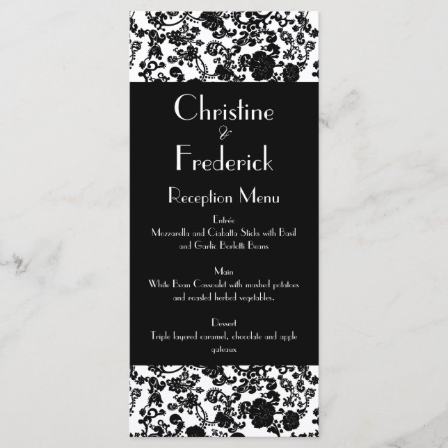 Floral Rococo Wedding, wedding menu and program (Front)