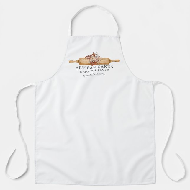 Floral Rolling Pin Baker's Apron (Front)
