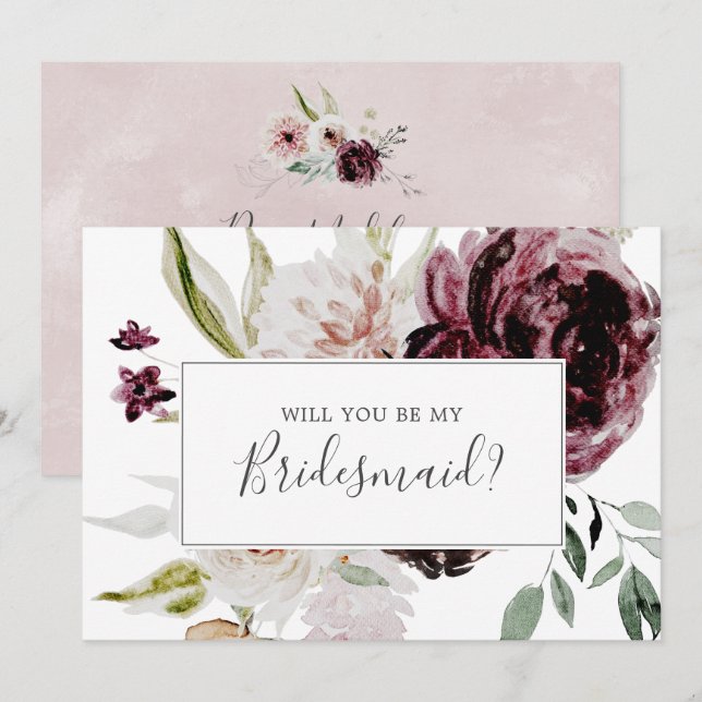 Floral Romance Bridesmaid Proposal Card (Front/Back)