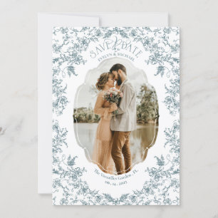 Floral Romance Chinoiserie Classic Vintage Blue Save The Date