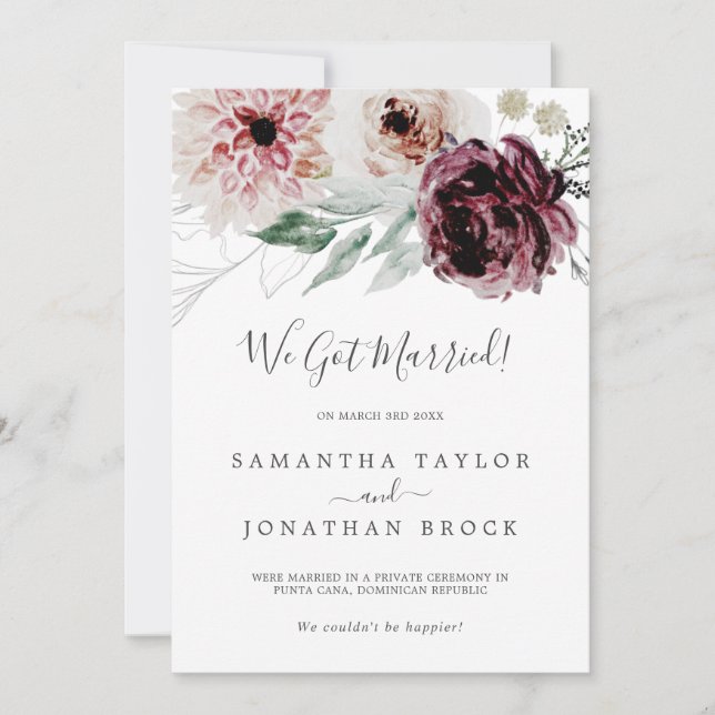 Floral Romance Elopement Faire-part (Devant)
