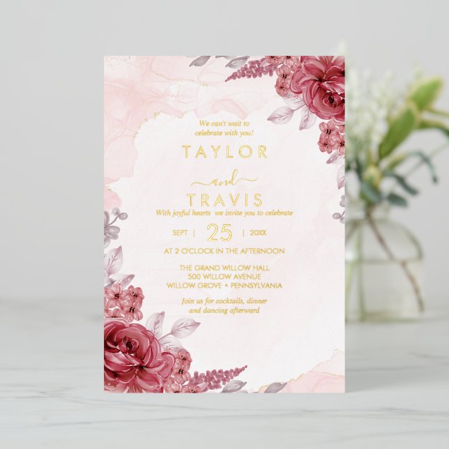 Floral Romance | Gold Foil All-In-One Wedding (Standing Front)