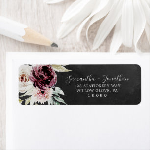 Floral Romance   Gray Return Address Label