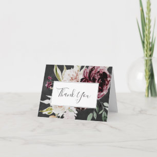 Floral Romance   Grey Thank You Card