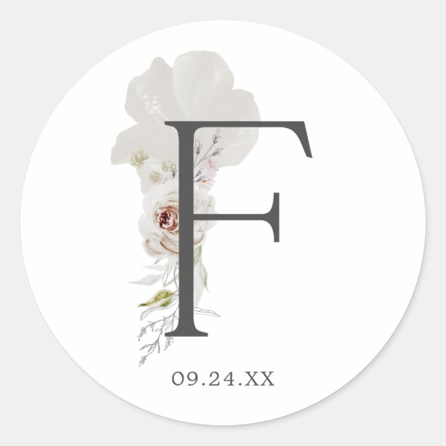 Floral Romance Letter F Monogram Envelope Seals (Front)