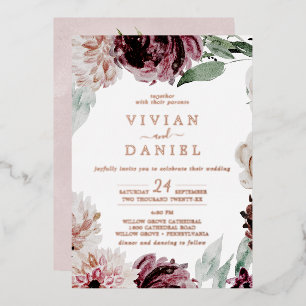 Floral Romance   Rose Gold Foil All In One Wedding