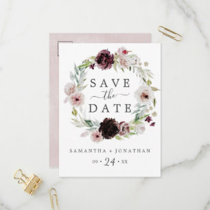 Floral Romance Save the Date Announcement Postcard