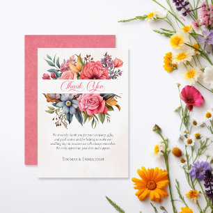 Floral Romance Watercolor Thank You Card