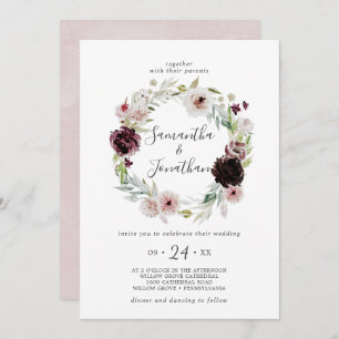 Floral Romance Wreath Wedding Invitation