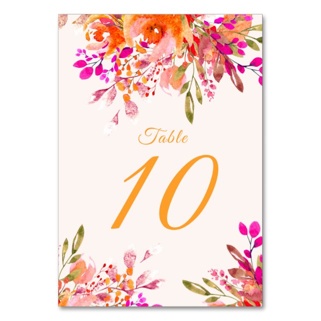 Floral Romantic Birthday Party Table Number (Front)