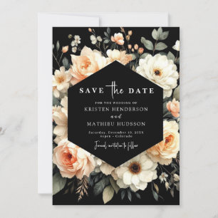 Floral Romantic Peach Wedding Save The Date