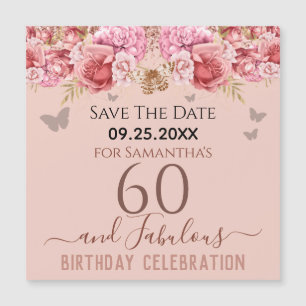 Floral rose 60e anniversaire Save the Date Magnet