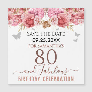 Floral rose 80e anniversaire Save the Date Magnet