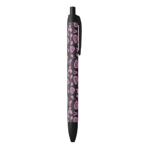 Floral Rose Background Black Ink Pen