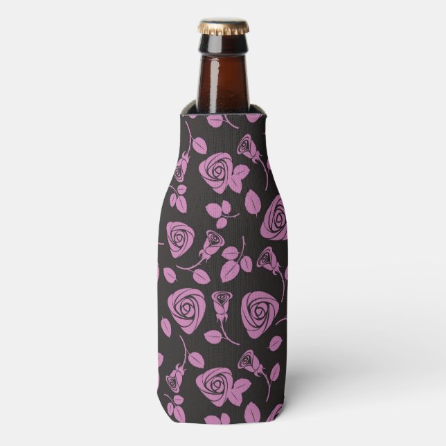 Floral Rose Background Bottle Cooler (Bottle Front)