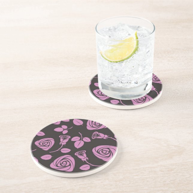 Floral Rose Background Coaster (Side)