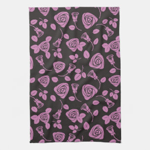 Floral Rose Background Kitchen Towel