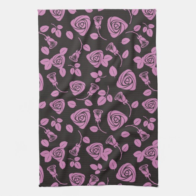 Floral Rose Background Kitchen Towel (Vertical)
