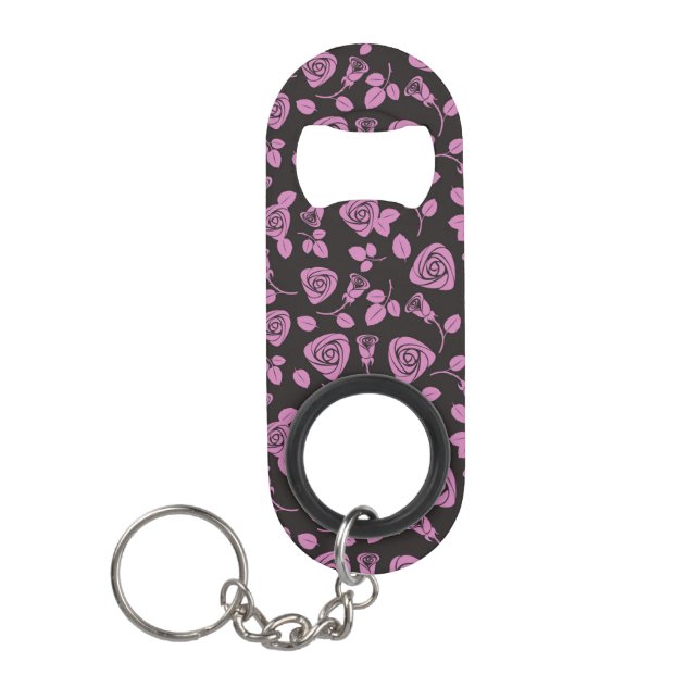 Floral Rose Background Mini Bottle Opener (Front)
