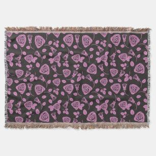 Floral Rose Background Throw Blanket