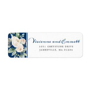 Floral Rose blanche sur Navy Adresse de retour