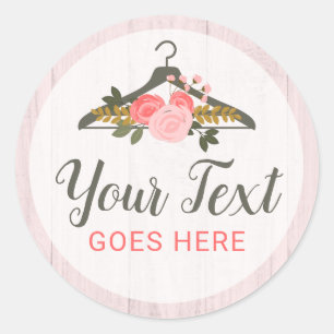 Floral Rose Clothes Hanger Closet Fashion Boutique Classic Round Sticker