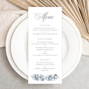 Floral Rose Dusty Blue Mariage Menu