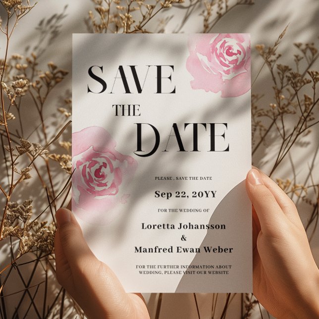 Floral rose Enregistrer la date Invitation (Créateur téléchargé)