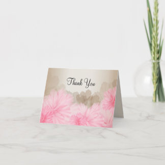 Floral rose et argent | Carte de remerciements