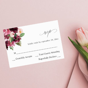 Floral rose et bourgogne 7 non Repas RSVP V2
