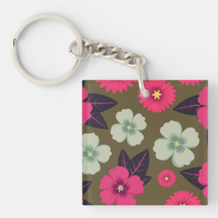 Floral rose et vert vif sur Arrière - plan olive