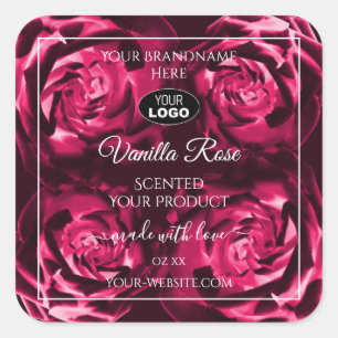 Floral rose Étiquette de produit Fleurs Roses avec
