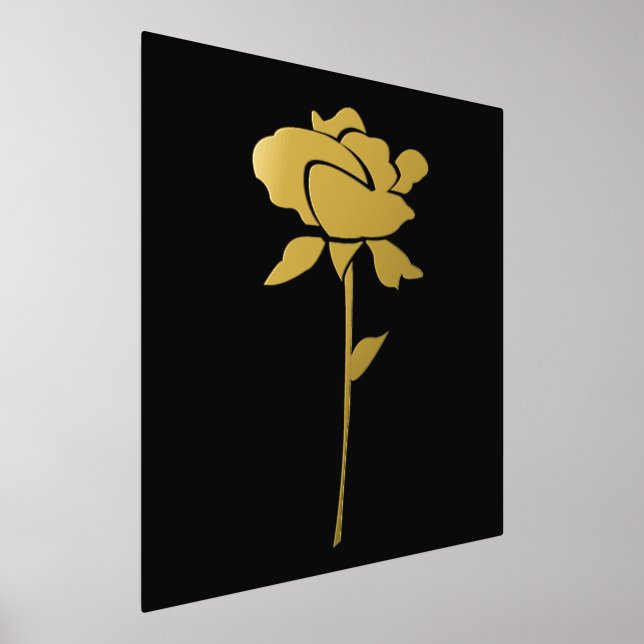 Floral Rose Flower Gold Golden Black Spring Summer Foil Prints (Laydown)