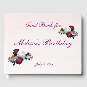 Floral Rose Flowers Birthday Party Guest Book