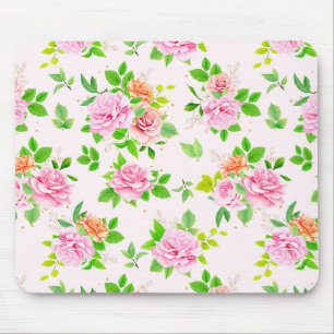 Floral Rose Flowers with Leaves Pattern-23656 Mouse Pad