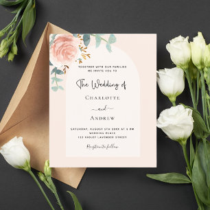 Floral rose gold blush arch budget wedding