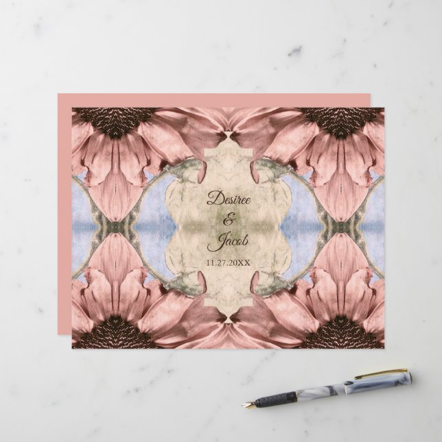 Floral Rose Gold Blush Pink Watercolor Wedding (Front/Back In Situ)