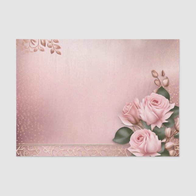 Floral Rose Gold Botanical Tissue Paper (Front)