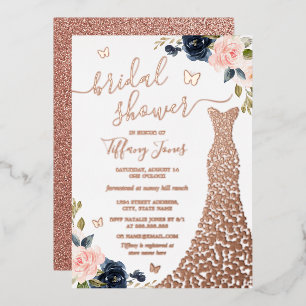 Floral Rose Gold Dress Bridal Shower