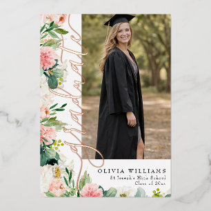 Floral Rose Gold Graduate Photo Graduation