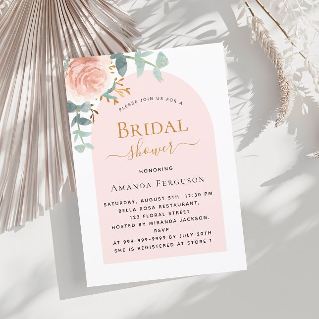 Floral rose gold greenery arch Bridal Shower Invitation (Creator Uploaded)